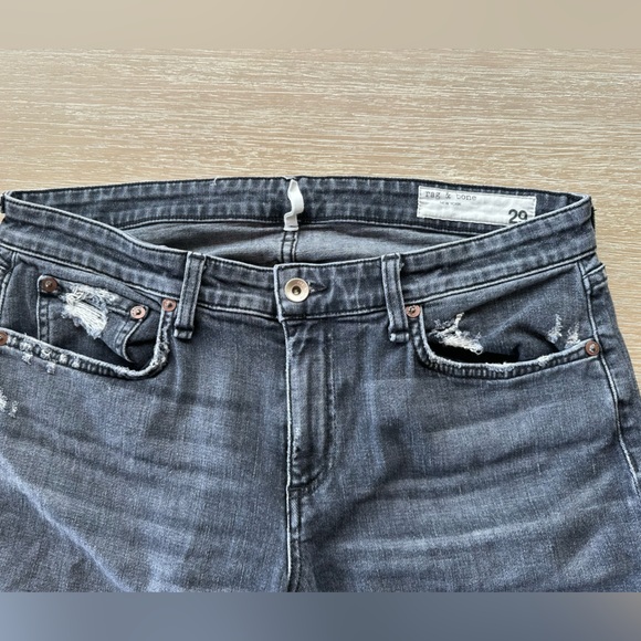 Rag & Bone Dre Low-Rise Slim Boyfriend Jeans, Size 29, Washed-Out Black - Picture 6 of 10